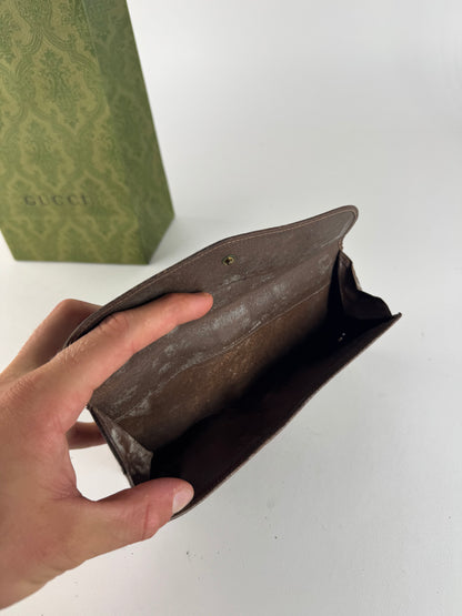 Vintage Gucci Ophidia Monogram Leather ID holder beige brown