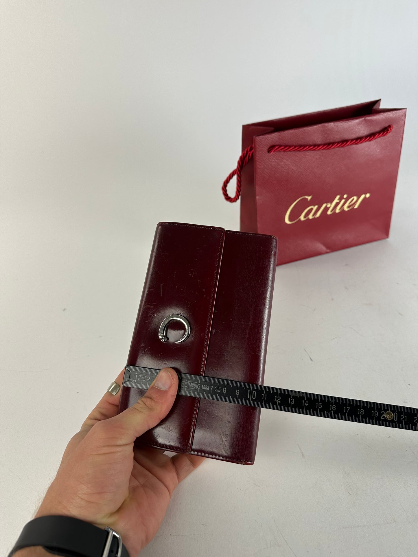 Vintage Cartier Panthere Patent Leather Long Wallet burgundy