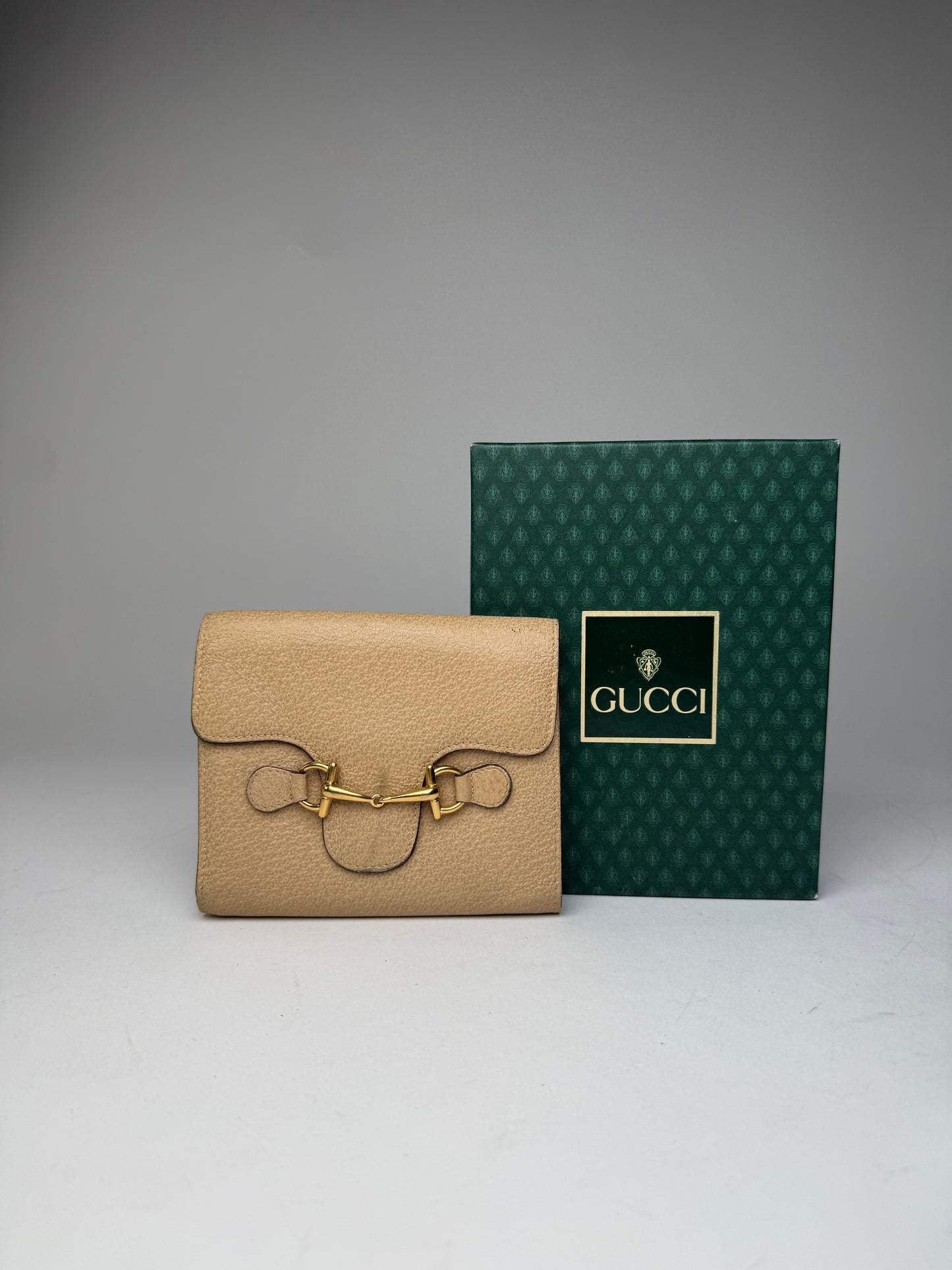 Vintage Gucci Horsebit Leather Wallet Beige