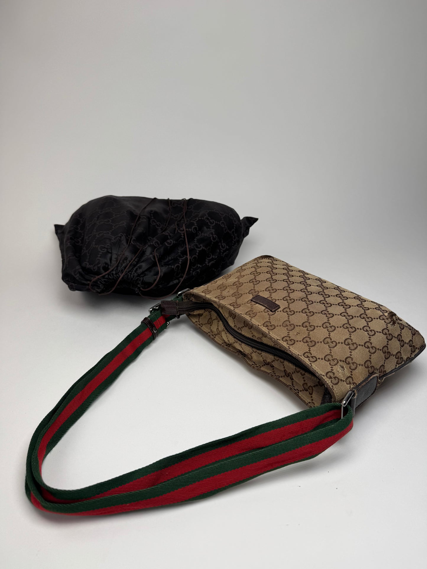 Vintage Gucci Monogram Canvas Bag Beige Brown