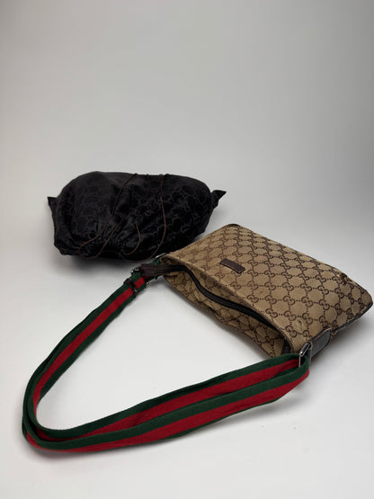 Vintage Gucci Monogram Canvas Bag Beige Brown