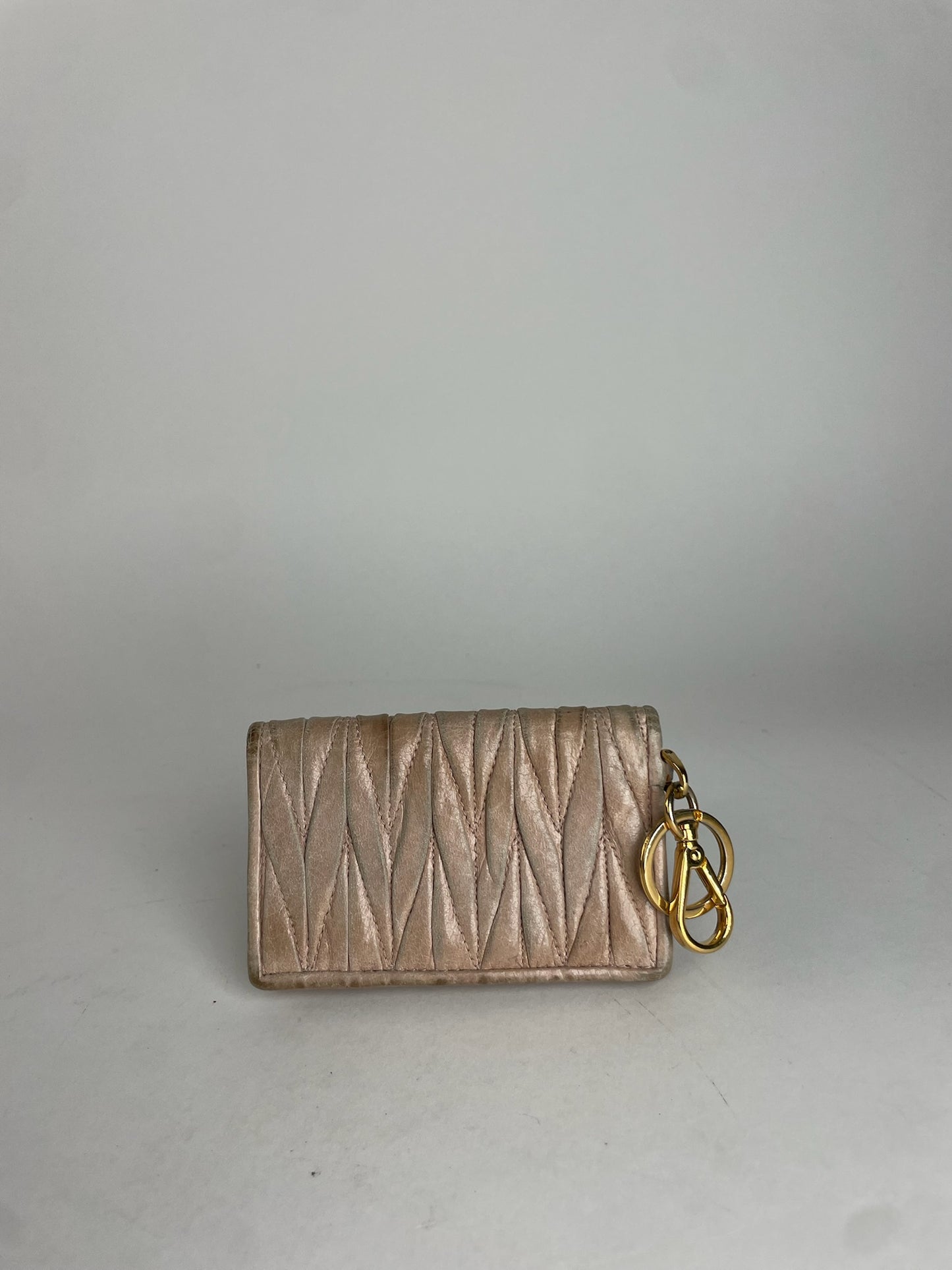 Vintage Miu Miu Metallasse Leather Card Holder Beige
