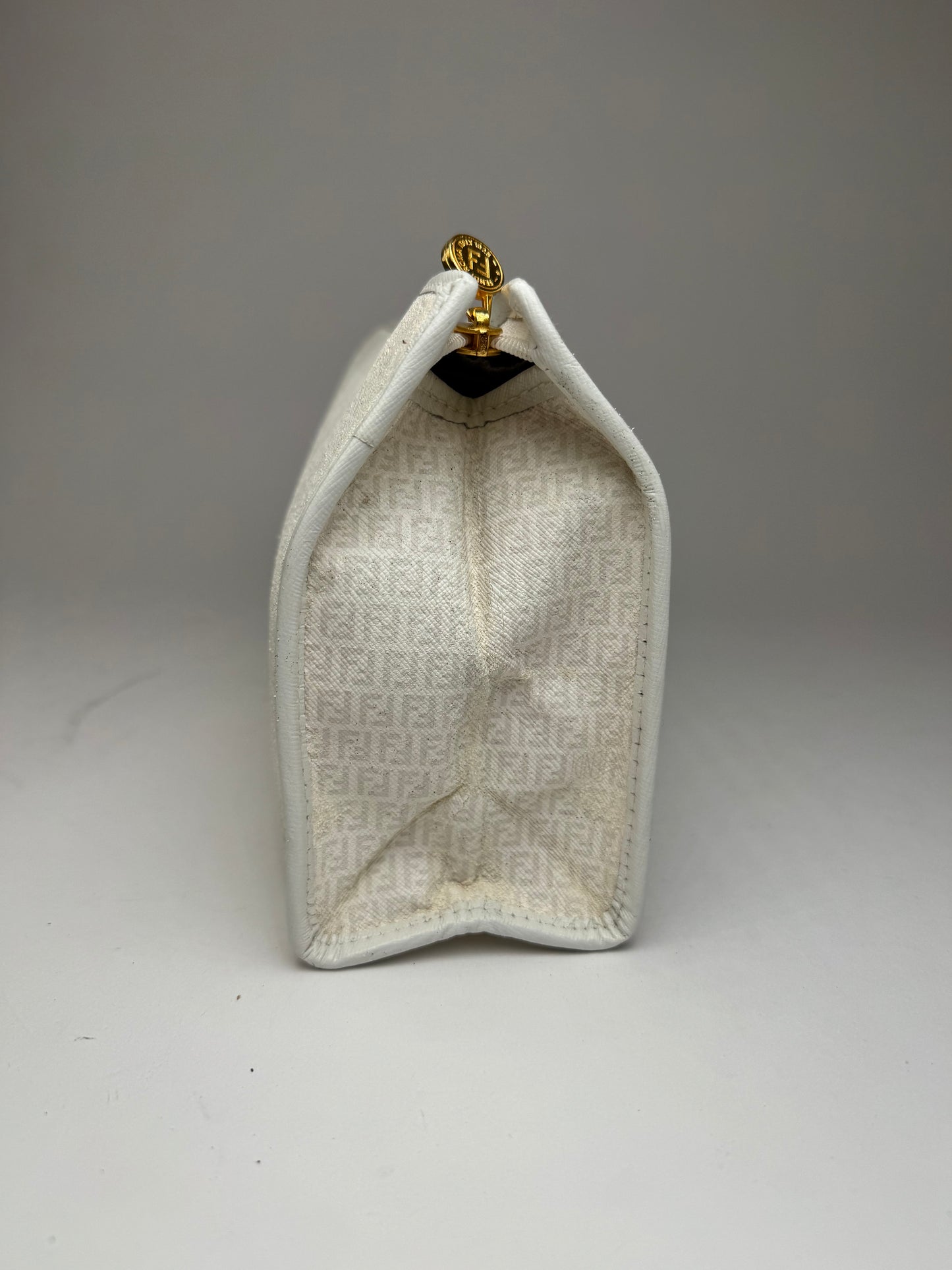 Vintage Fendi Monogram Clutch White
