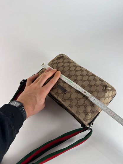 Vintage Gucci Monogram Canvas Bag Beige Brown