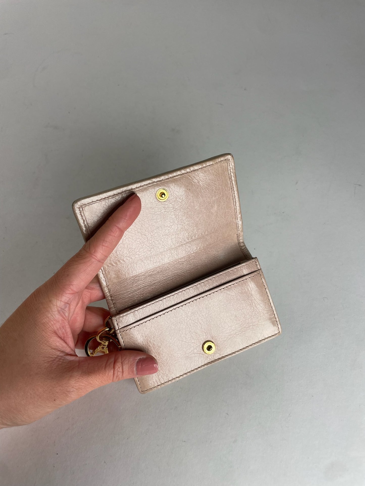 Vintage Miu Miu Metallasse Leather Card Holder Beige