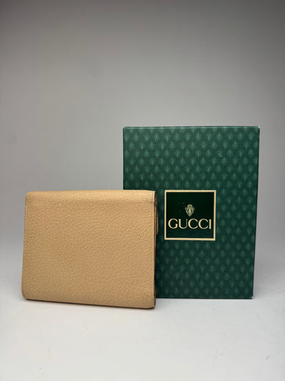 Vintage Gucci Horsebit Leather Wallet Beige