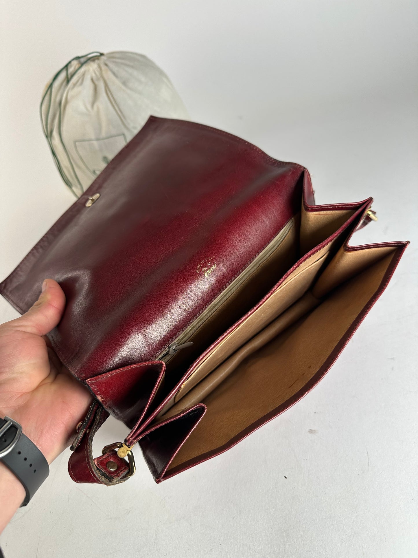 Vintage Gucci Horsebit 2Way Bag Burgundy