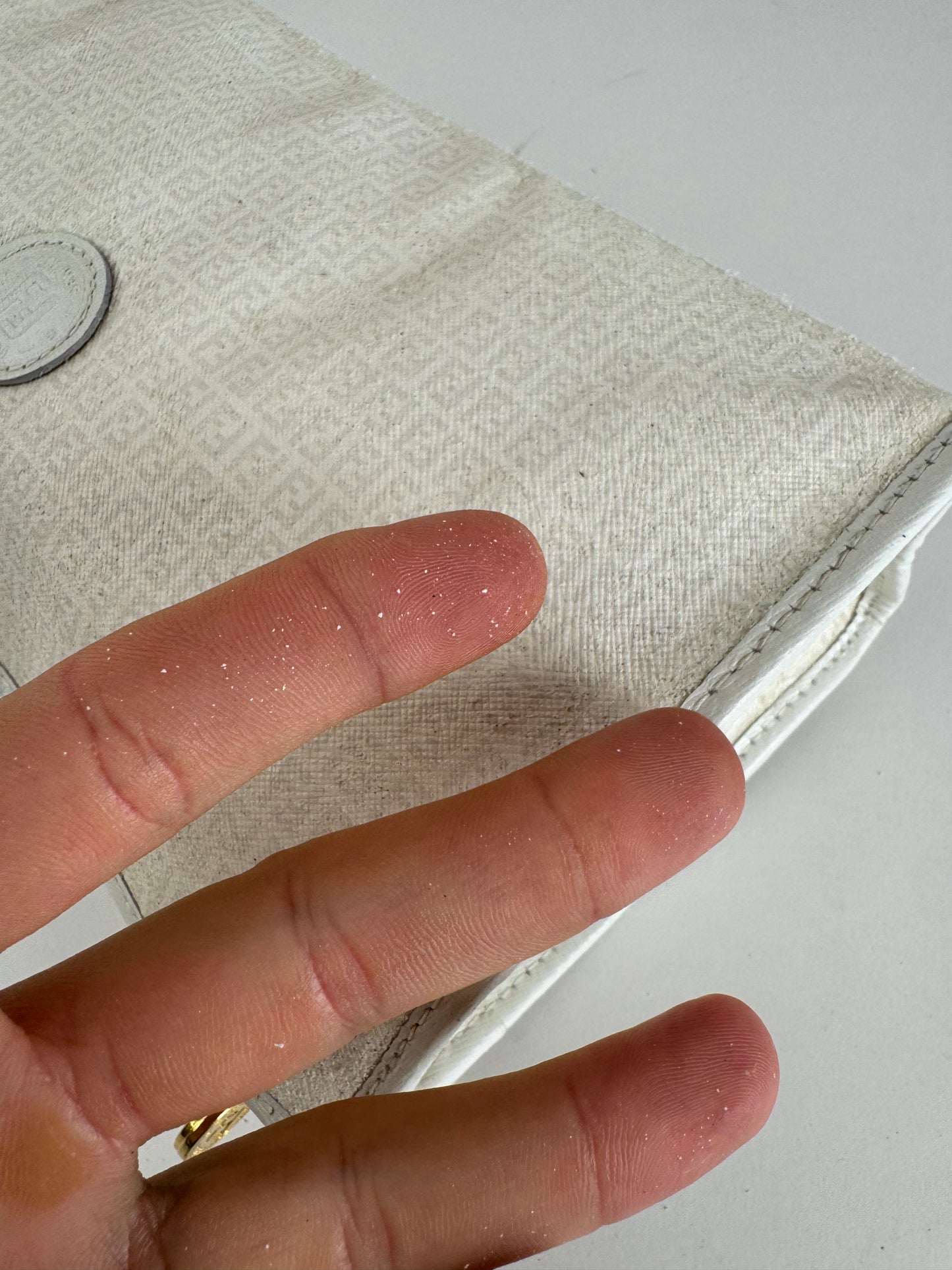 Vintage Fendi Monogram Clutch White