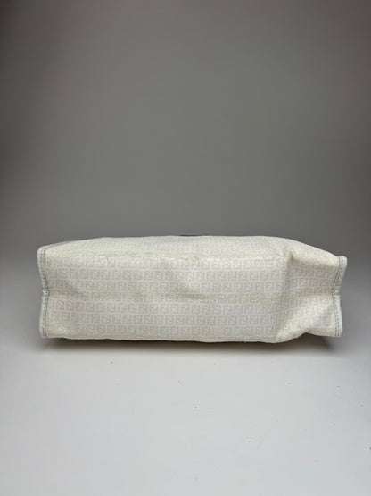 Vintage Fendi Monogram Clutch White