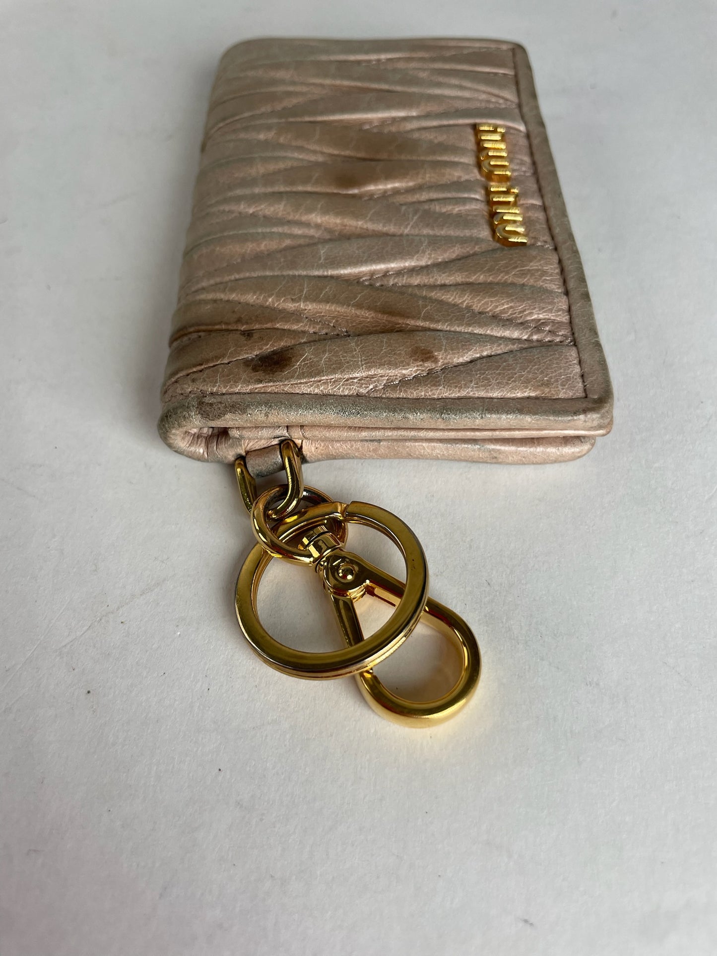 Vintage Miu Miu Metallasse Leather Card Holder Beige