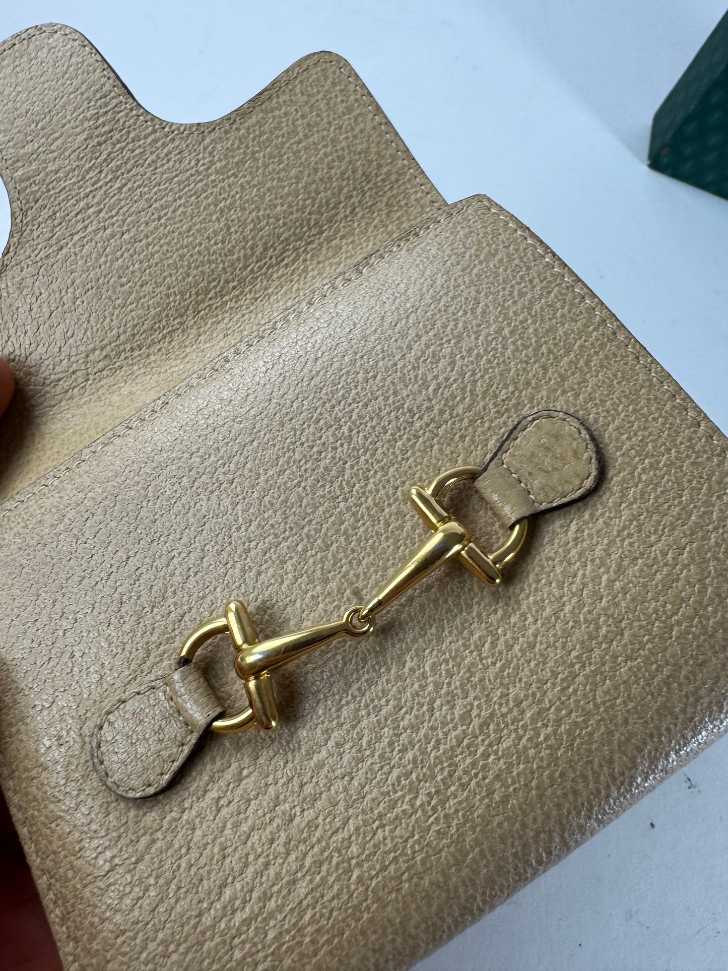 Vintage Gucci Horsebit Leather Wallet Beige
