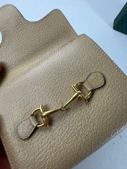 Vintage Gucci Horsebit Leather Wallet Beige