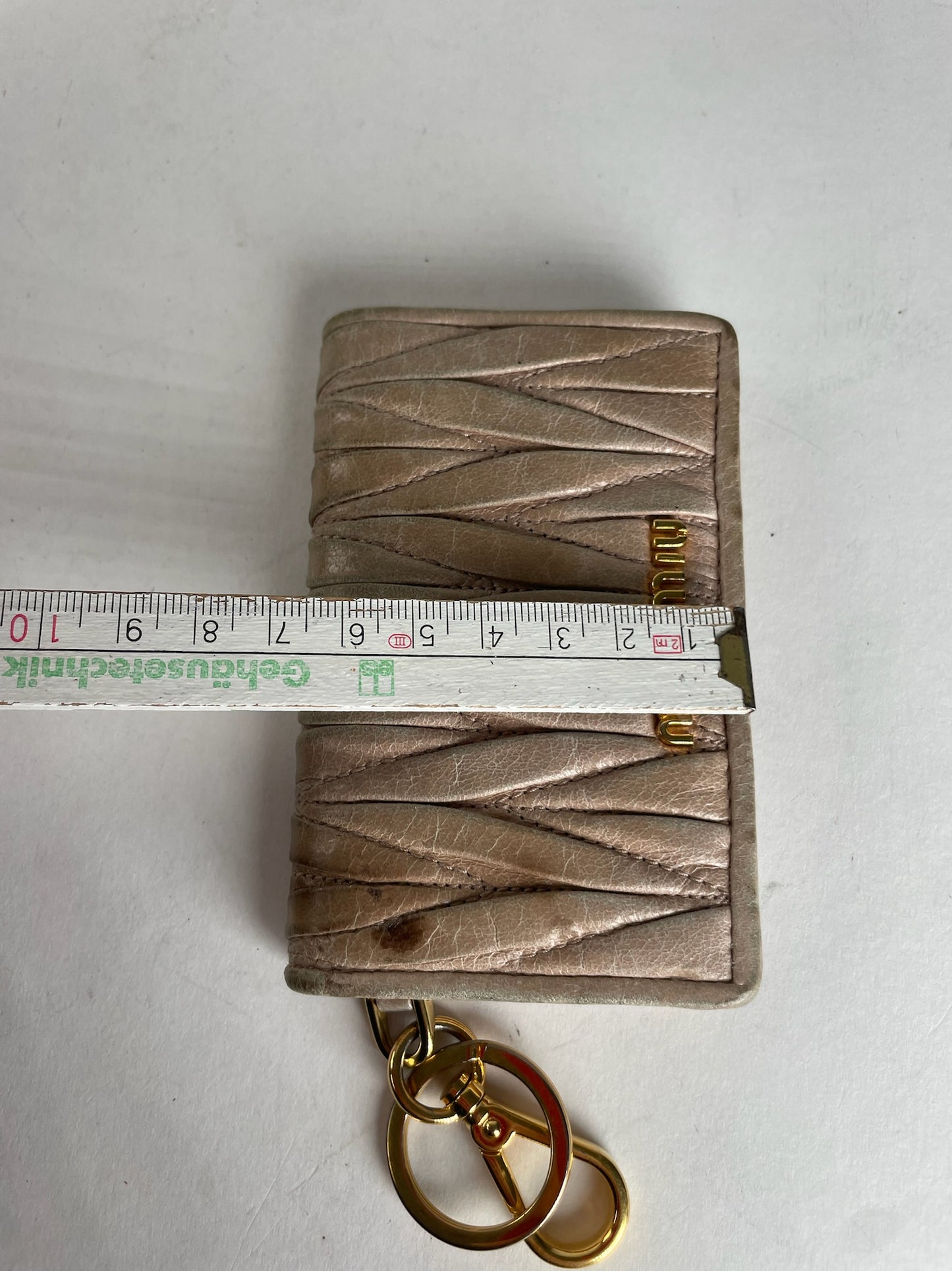 Vintage Miu Miu Metallasse Leather Card Holder Beige