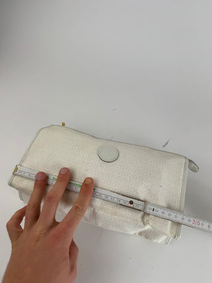Vintage Fendi Monogram Clutch White