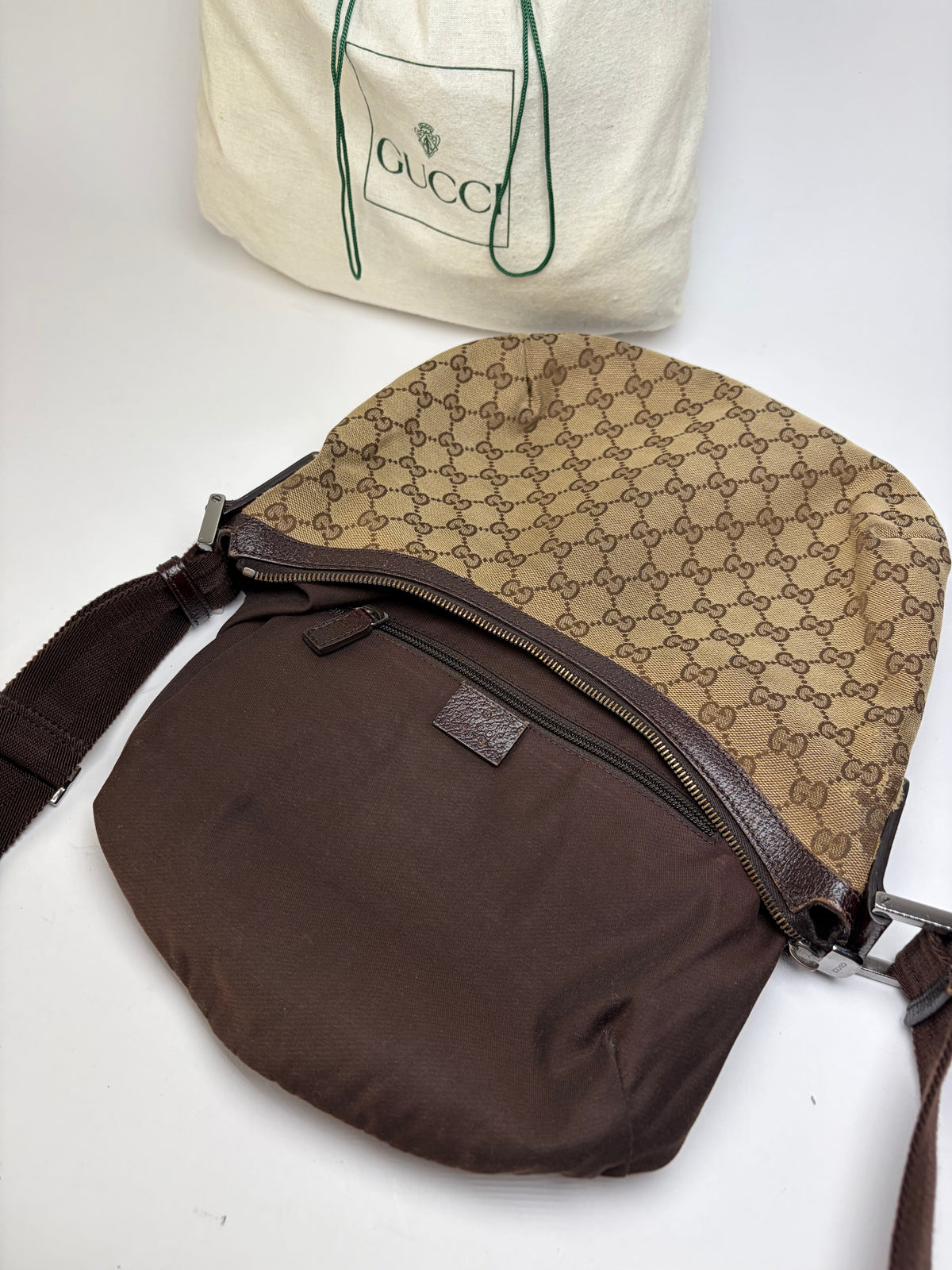 Vintage Gucci GG Supreme Hobo Bag c. Late 2000s Tan Brown