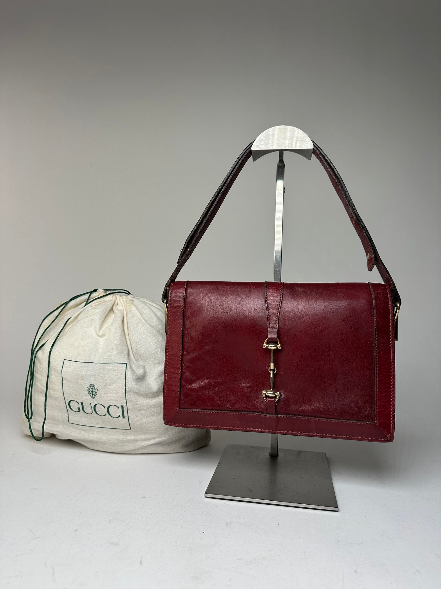 Vintage Gucci Horsebit 2Way Bag Burgundy