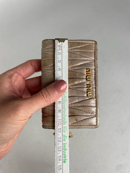 Vintage Miu Miu Metallasse Leather Card Holder Beige