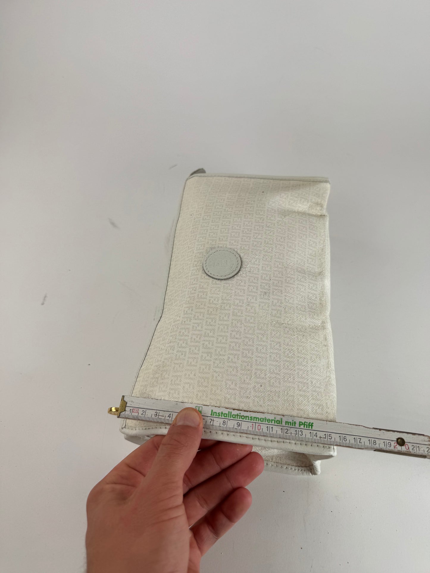 Vintage Fendi Monogram Clutch White