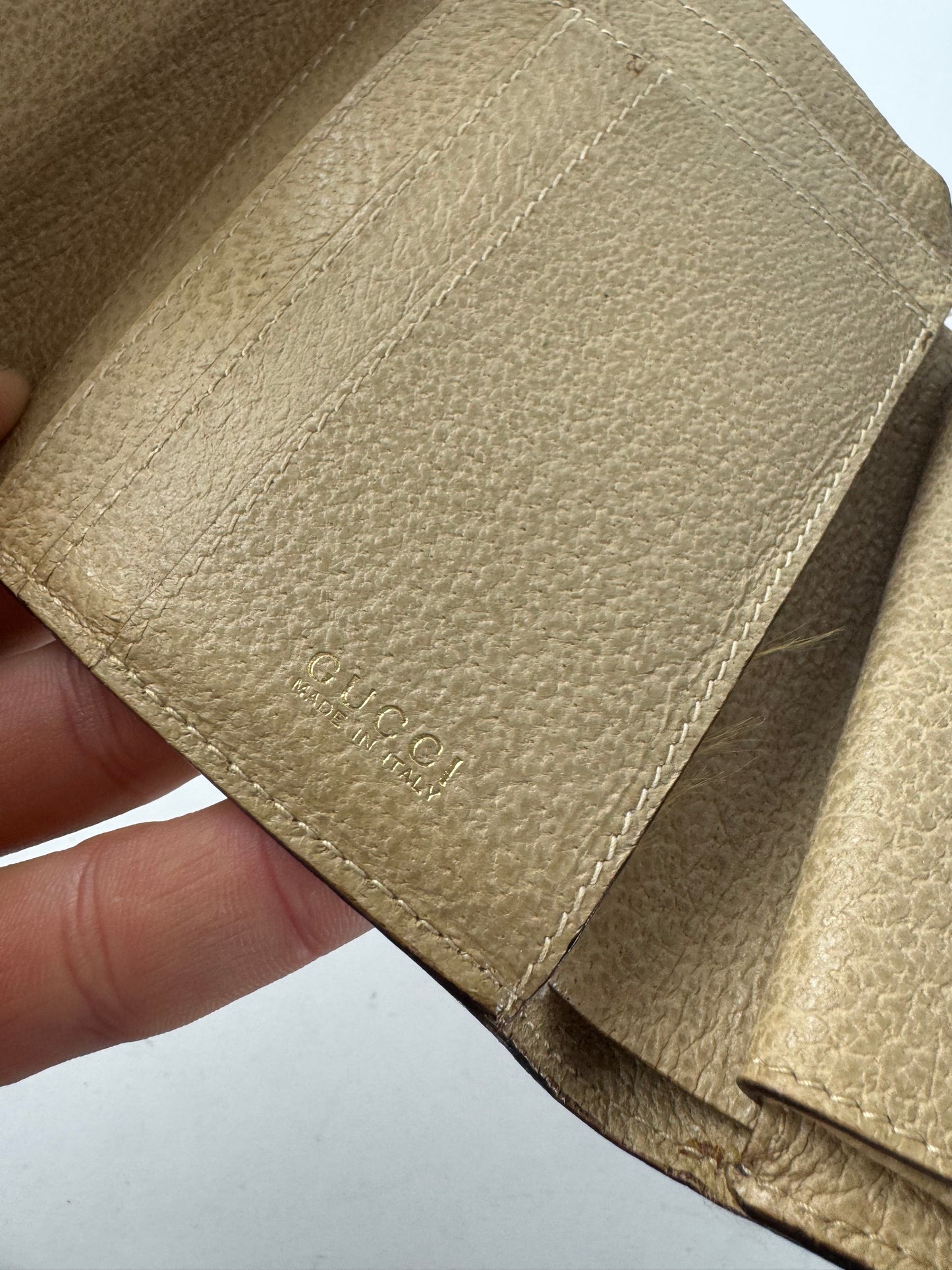 Vintage Gucci Horsebit Leather Wallet Beige