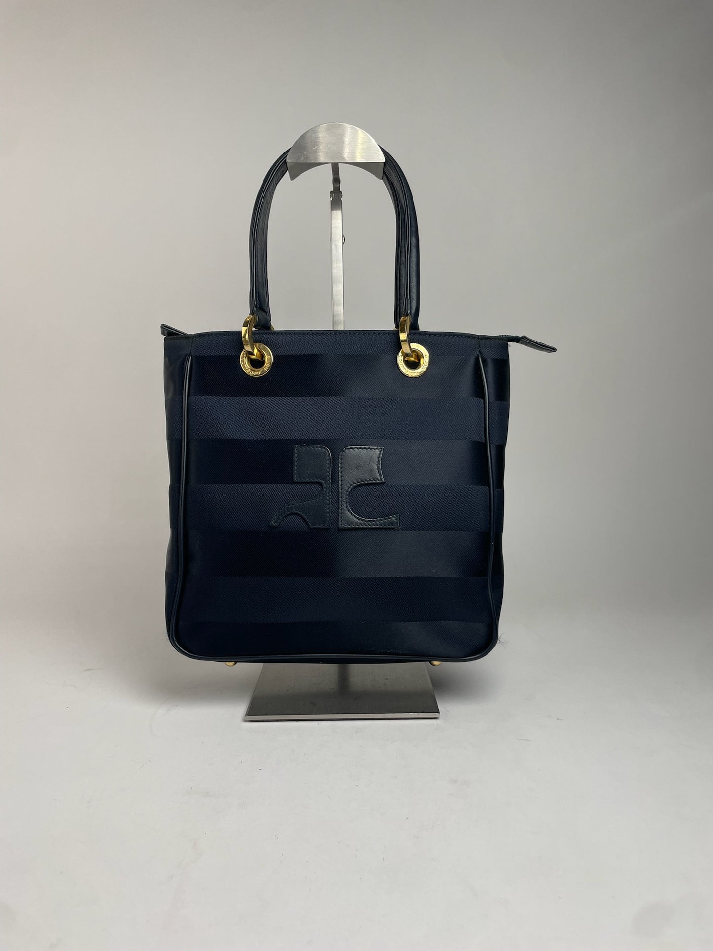 Vintage Courreges Monogram Bag Black Grey