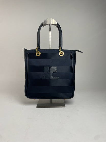 Vintage Courreges Monogram Bag Black Grey