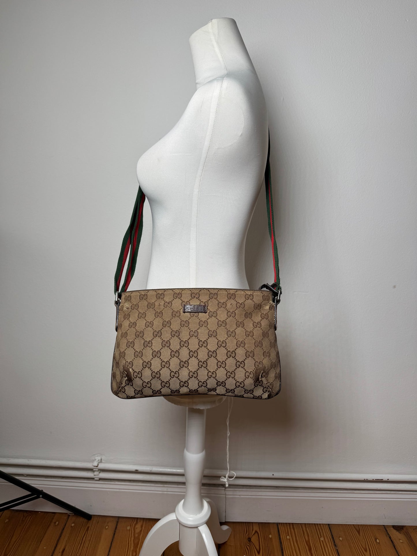 Vintage Gucci Monogram Canvas Bag Beige Brown