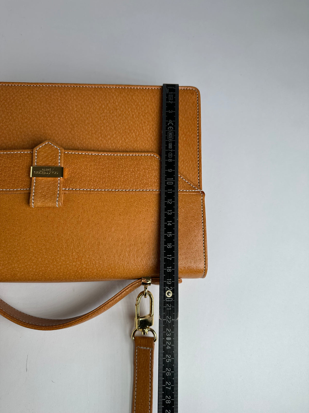 Vintage Courreges Structured Leather Top-Handle Bag Orange Gold