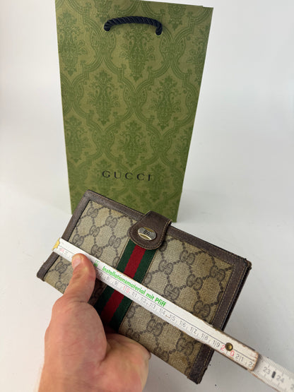 Vintage Gucci Ophidia Monogram Leather ID holder beige brown