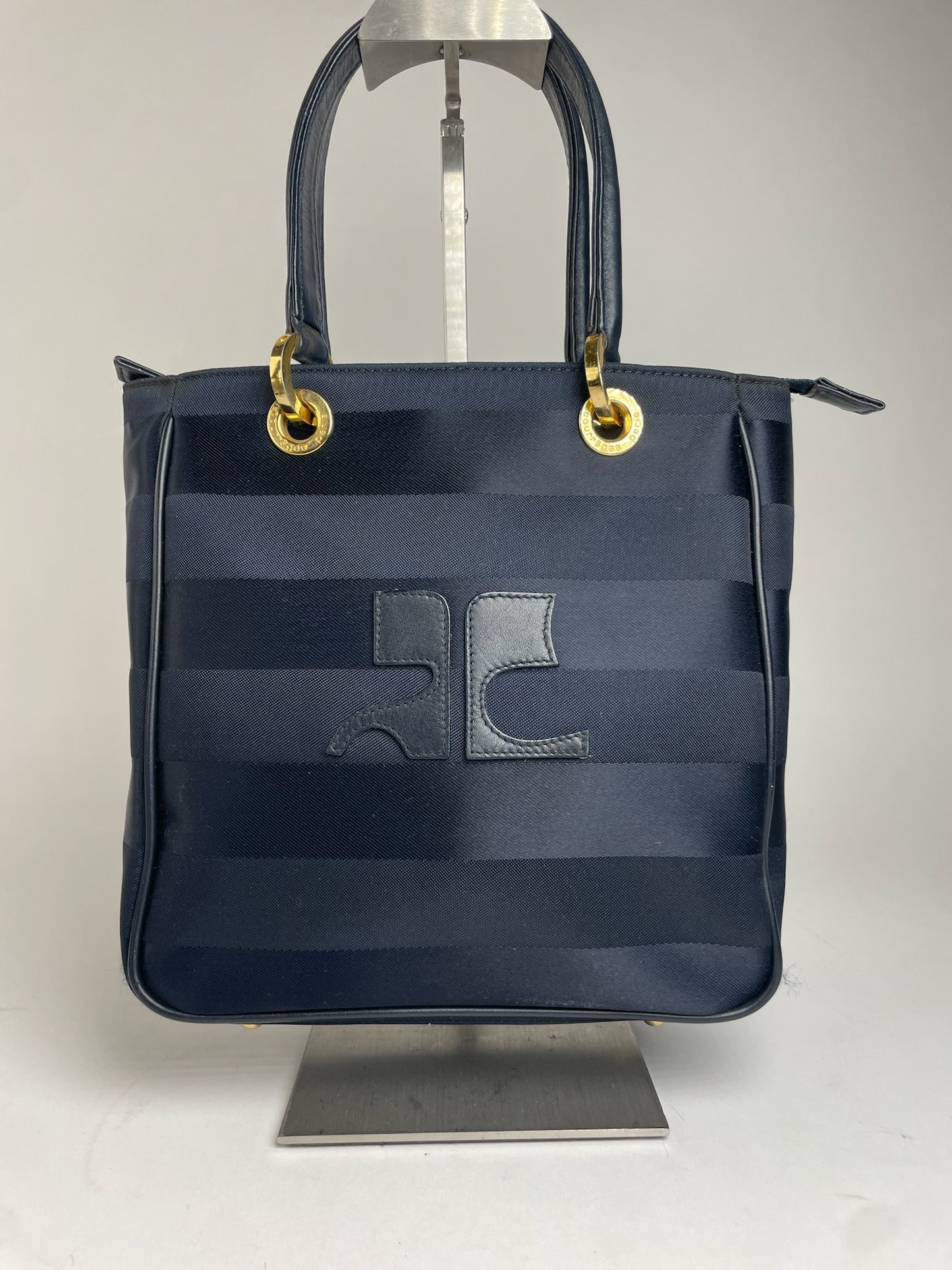 Vintage Courreges Monogram Bag Black Grey