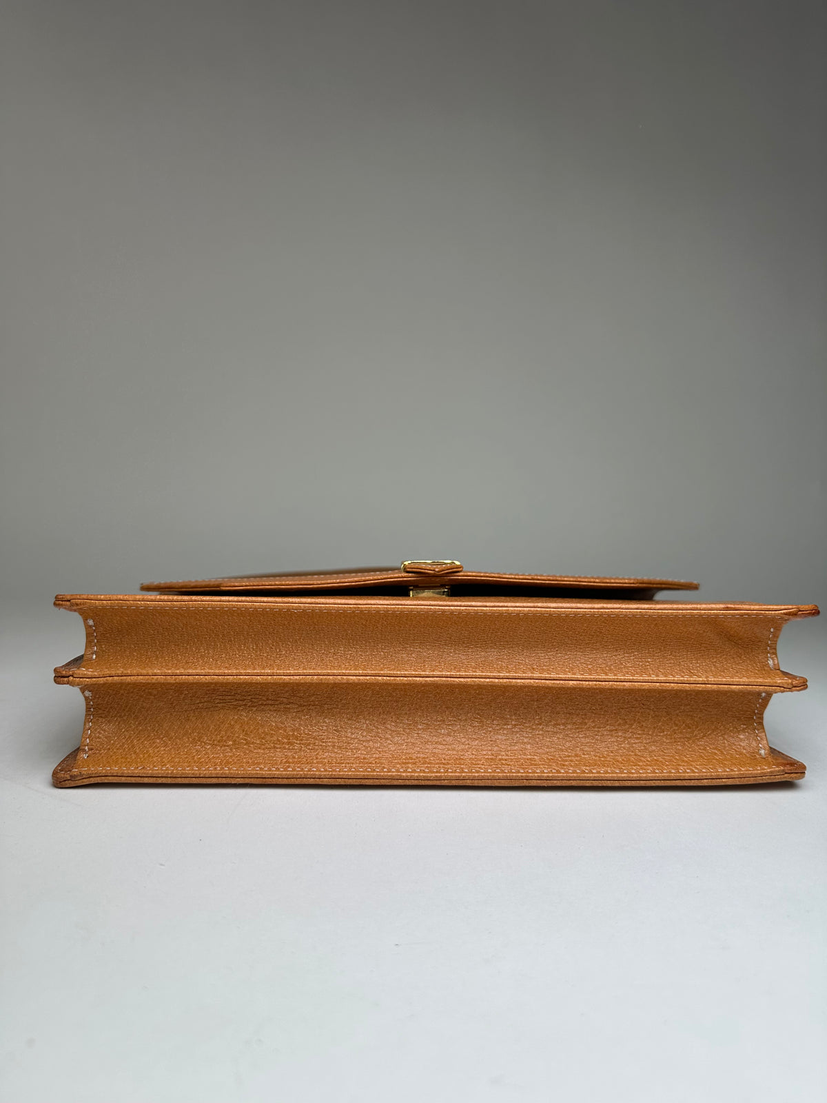 Vintage Courreges Structured Leather Top-Handle Bag Orange Gold