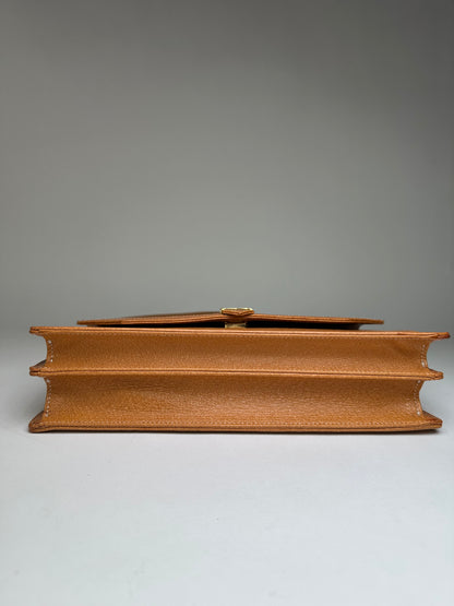 Vintage Courreges Structured Leather Top-Handle Bag Orange Gold