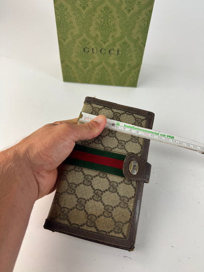 Vintage Gucci Ophidia Monogram Leather ID holder beige brown