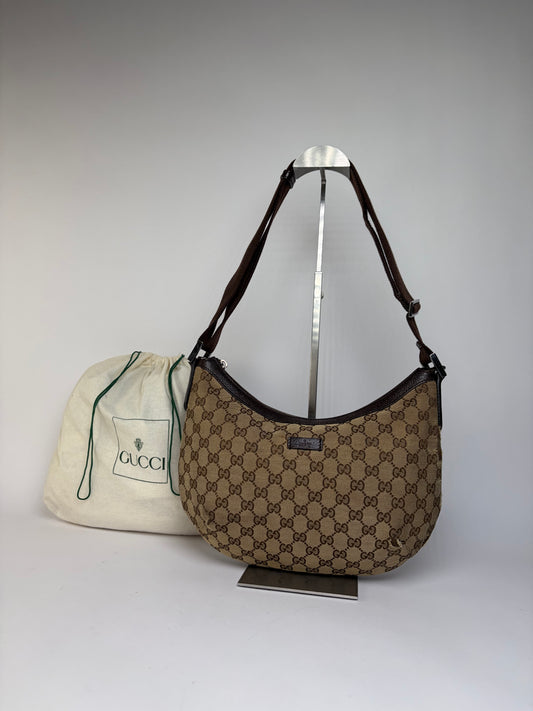 Vintage Gucci GG Supreme Hobo Bag c. Late 2000s Tan Brown