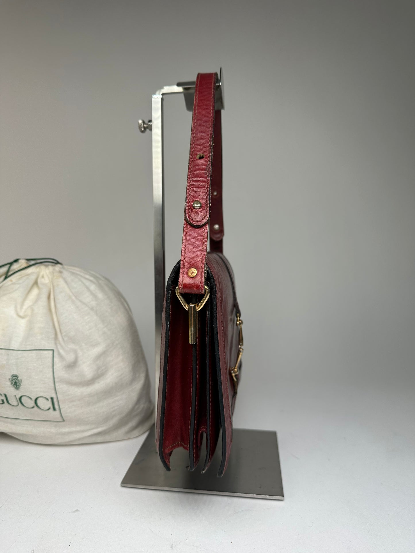 Vintage Gucci Horsebit 2Way Bag Burgundy