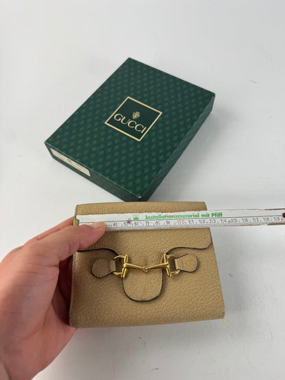 Vintage Gucci Horsebit Leather Wallet Beige