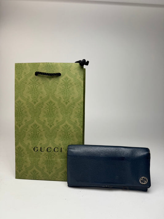 Vintage Gucci Leather Card holder / ID holder navy