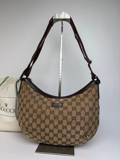 Vintage Gucci GG Supreme Hobo Bag c. Late 2000s Tan Brown