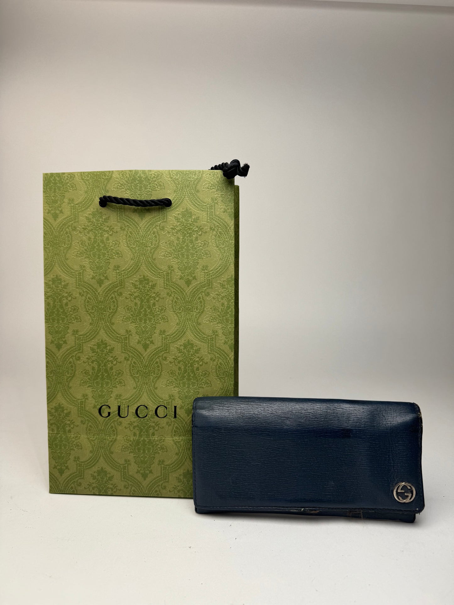 Vintage Gucci Leather Card holder / ID holder navy