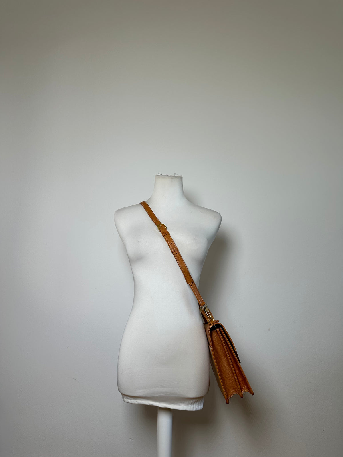 Vintage Courreges Structured Leather Top-Handle Bag Orange Gold