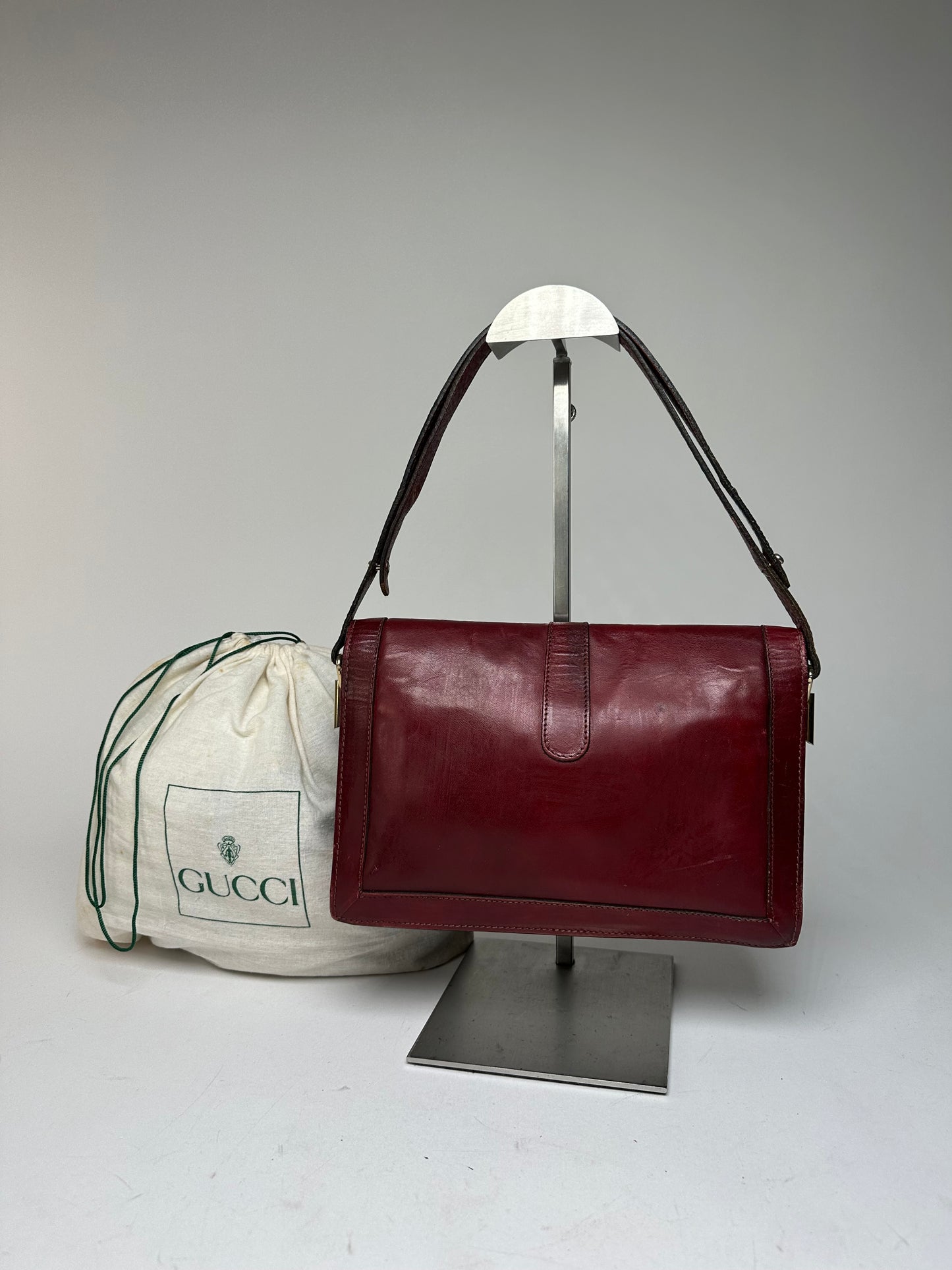 Vintage Gucci Horsebit 2Way Bag Burgundy