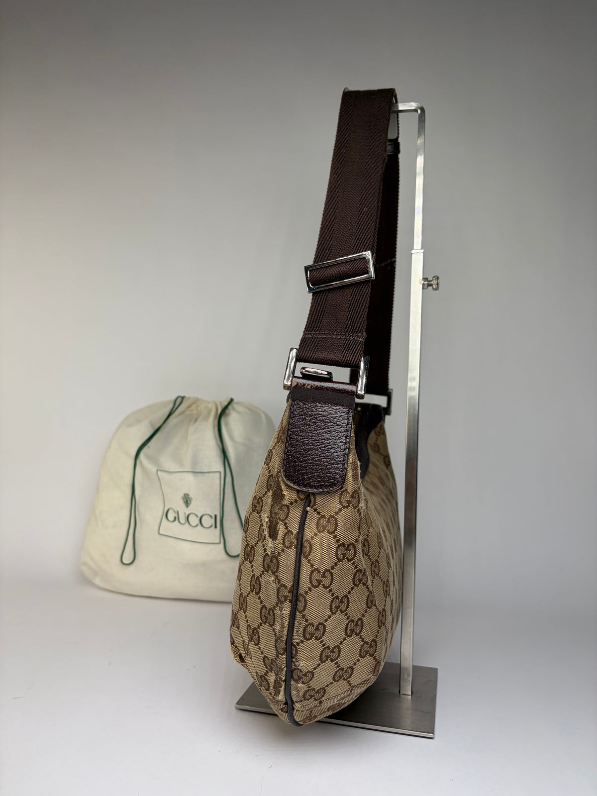 Vintage Gucci GG Supreme Hobo Bag c. Late 2000s Tan Brown