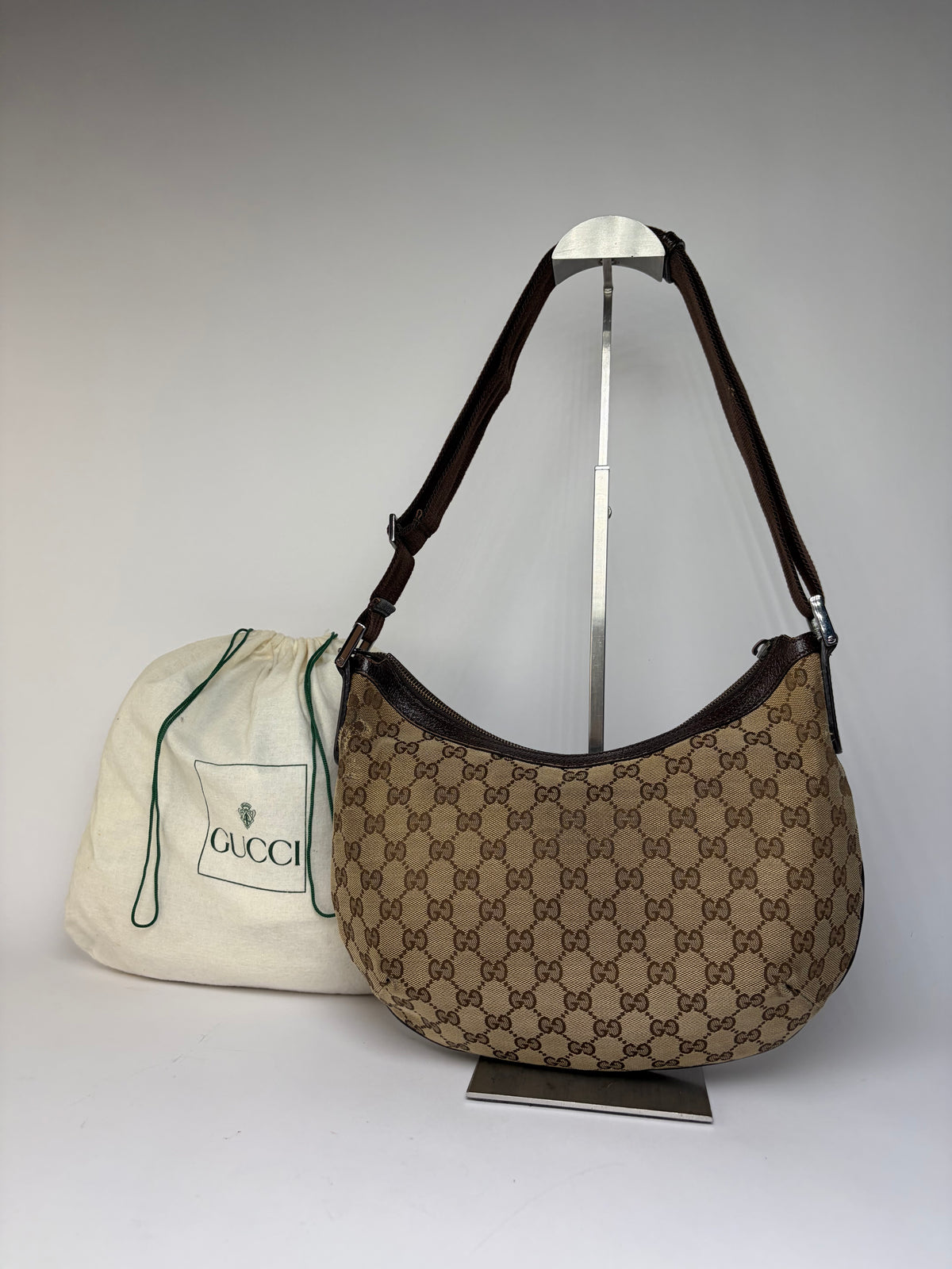 Vintage Gucci GG Supreme Hobo Bag c. Late 2000s Tan Brown