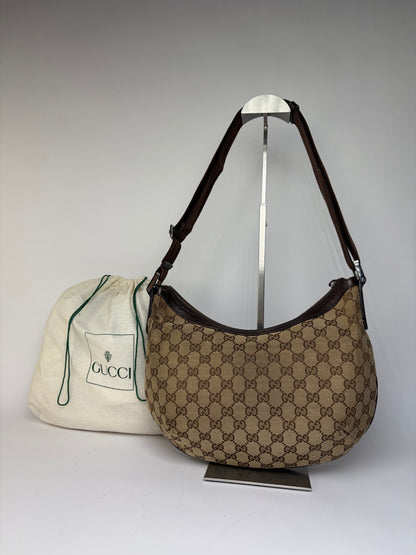 Vintage Gucci GG Supreme Hobo Bag c. Late 2000s Tan Brown