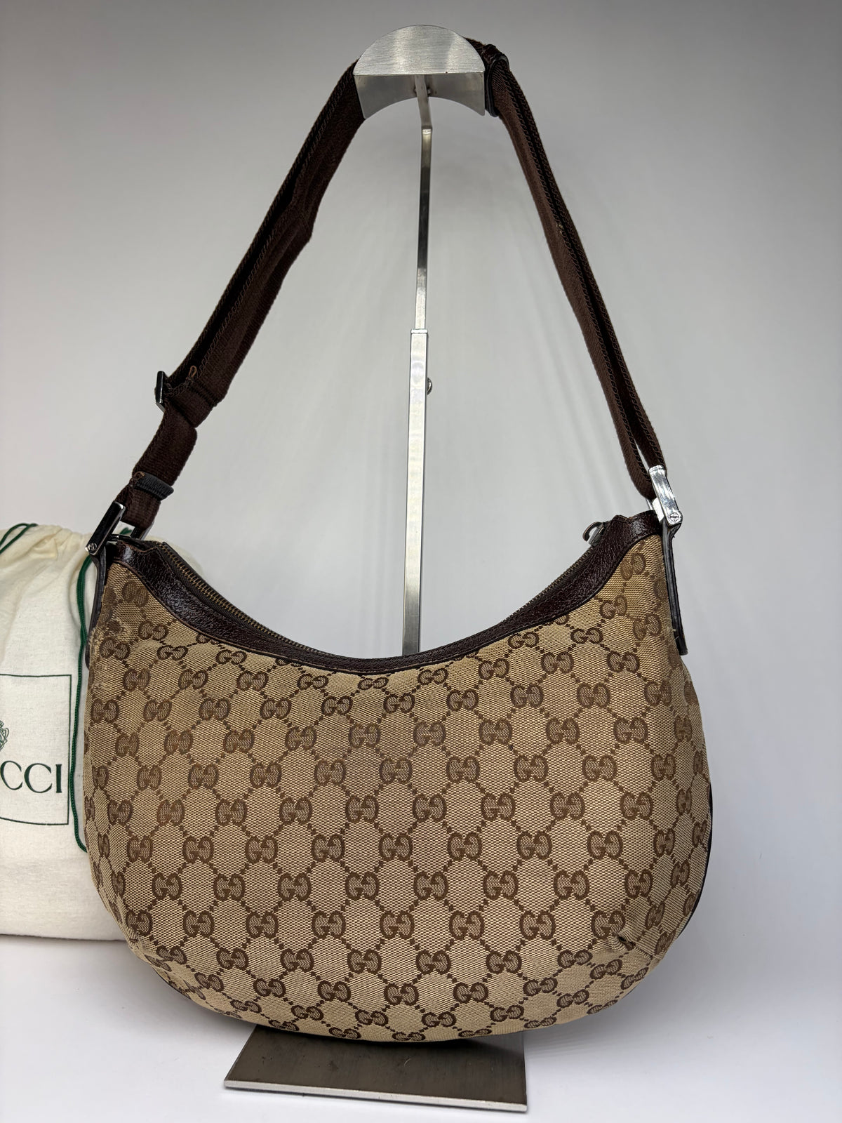 Vintage Gucci GG Supreme Hobo Bag c. Late 2000s Tan Brown