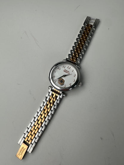 Vintage Vivienne Westwood Stainless Steel Bracelet Watch Silver Gold