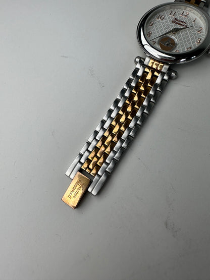 Vintage Vivienne Westwood Stainless Steel Bracelet Watch Silver Gold