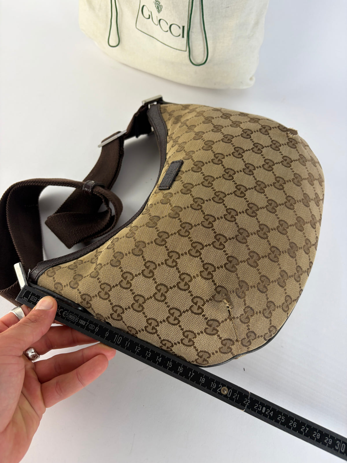 Vintage Gucci GG Supreme Hobo Bag c. Late 2000s Tan Brown