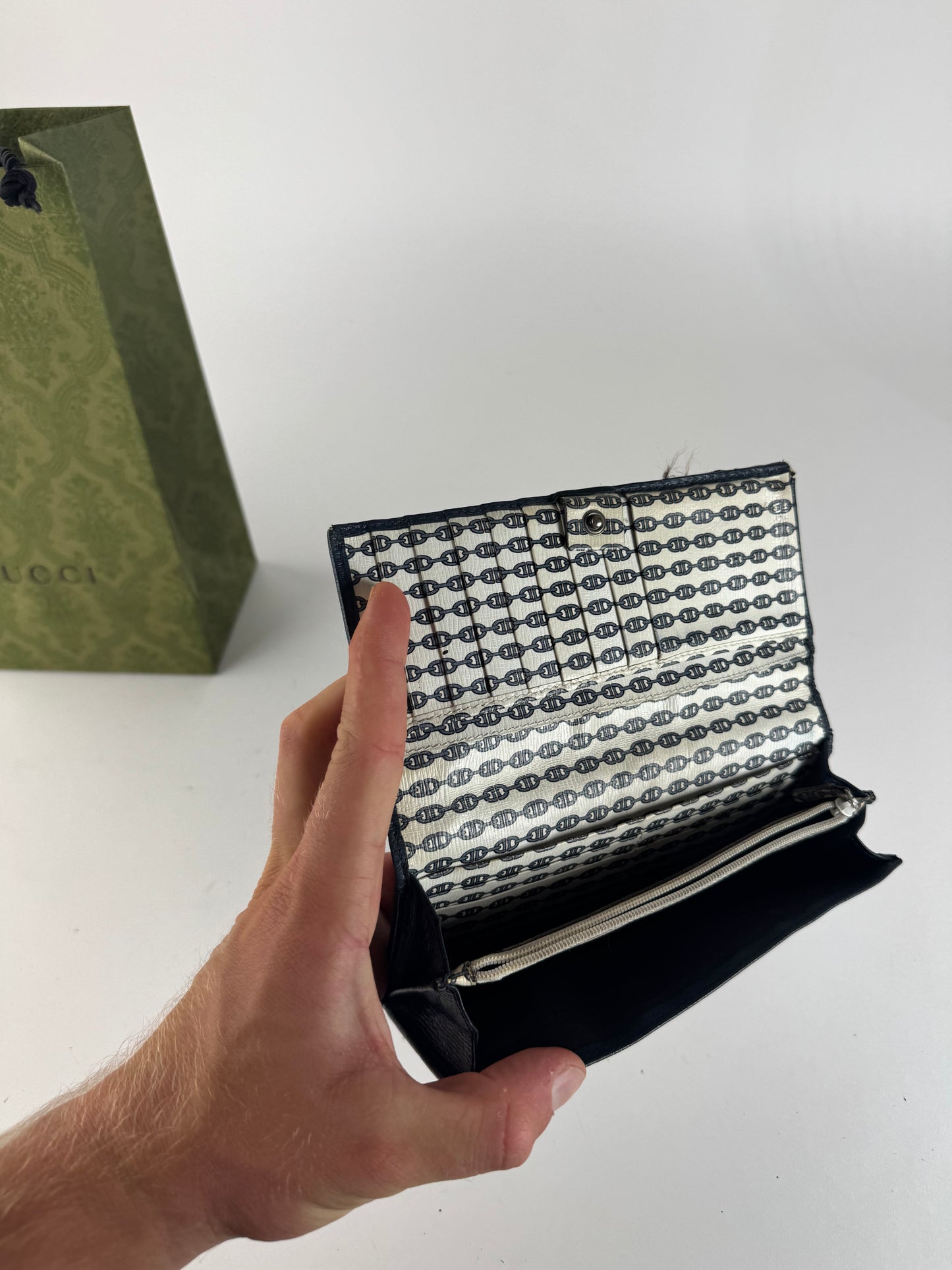 Vintage Gucci Leather Card holder / ID holder navy