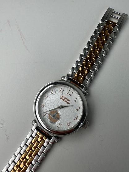 Vintage Vivienne Westwood Stainless Steel Bracelet Watch Silver Gold
