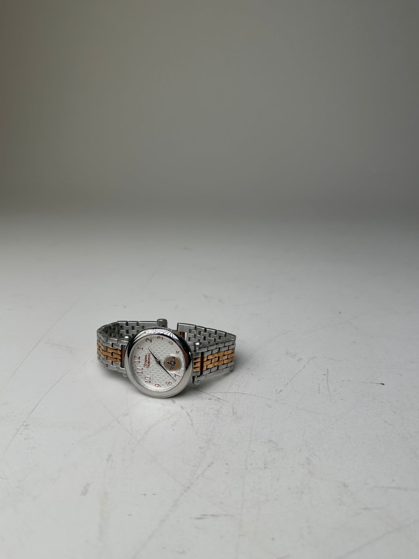 Vintage Vivienne Westwood Stainless Steel Bracelet Watch Silver Gold